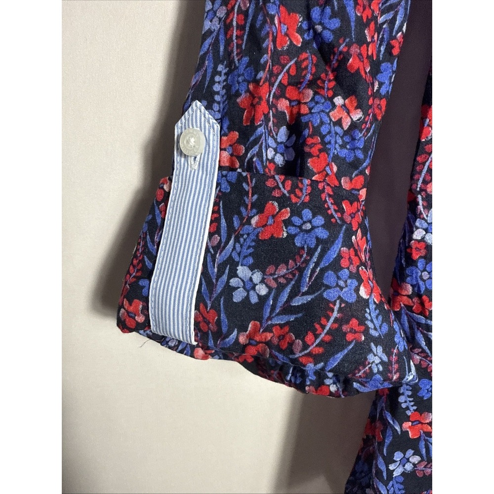Tommy Hilfiger Womens‎ Cotton Floral Roll-Tab Shirt Small Red Blue NWT - Picture 3 of 6